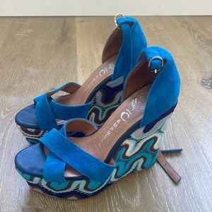 Jeffrey Campbell Bradshaw knitted platform wedge sandals